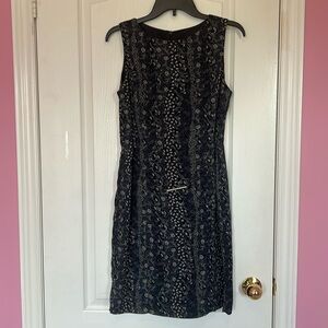 Blue floral dress with silver belt